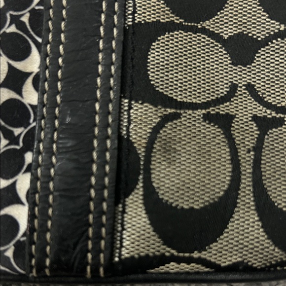 Coach Signature Black and Tan Wristlet - Picture 2 of 4